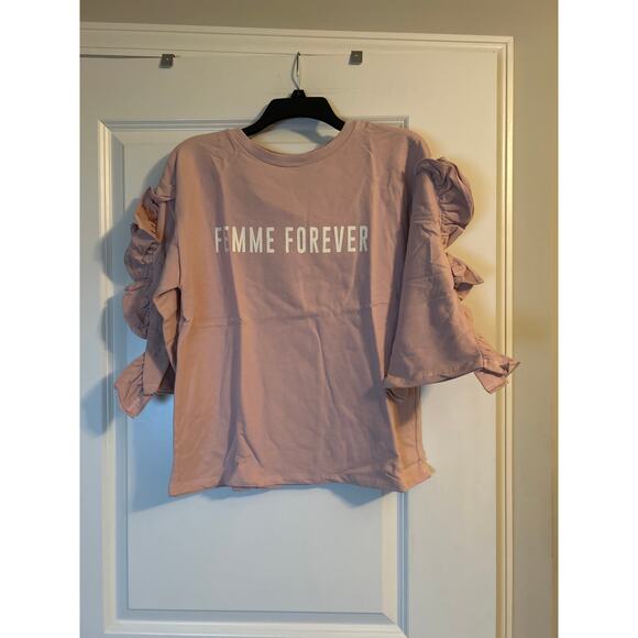 NWT Polly & Esther Rue 21 Pink 3/4 Sleeve Shirt Ruffles Femme Forever Size Small - Picture 1 of 5